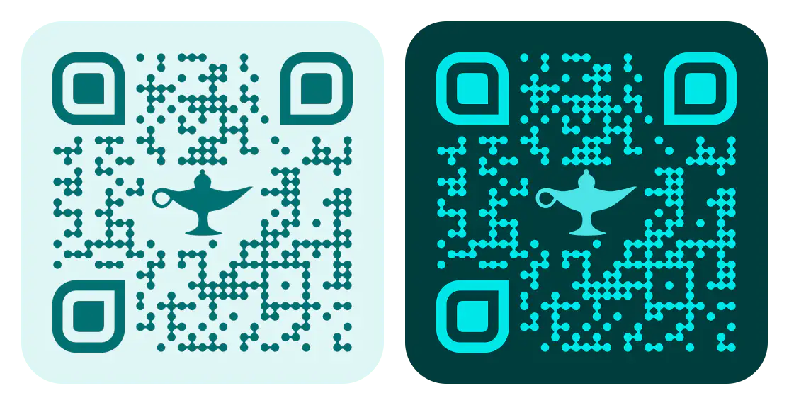 QR code styled with brand logo and colors