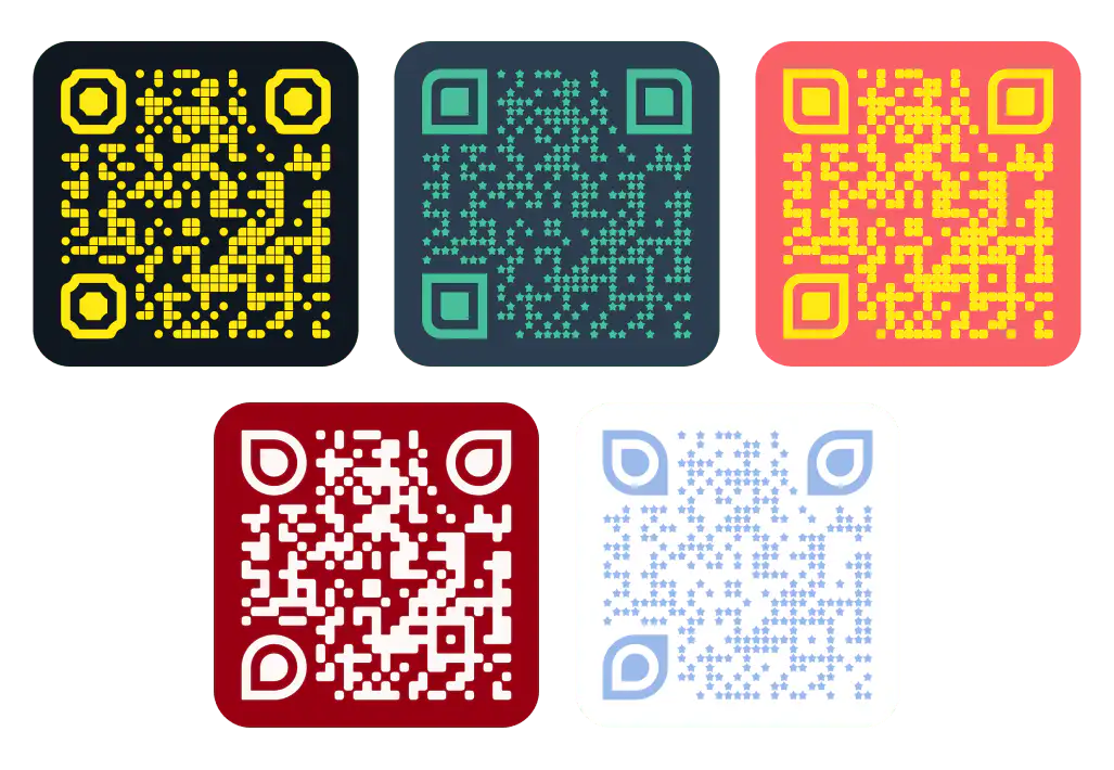 Colorful QR codes designed in QRGenie